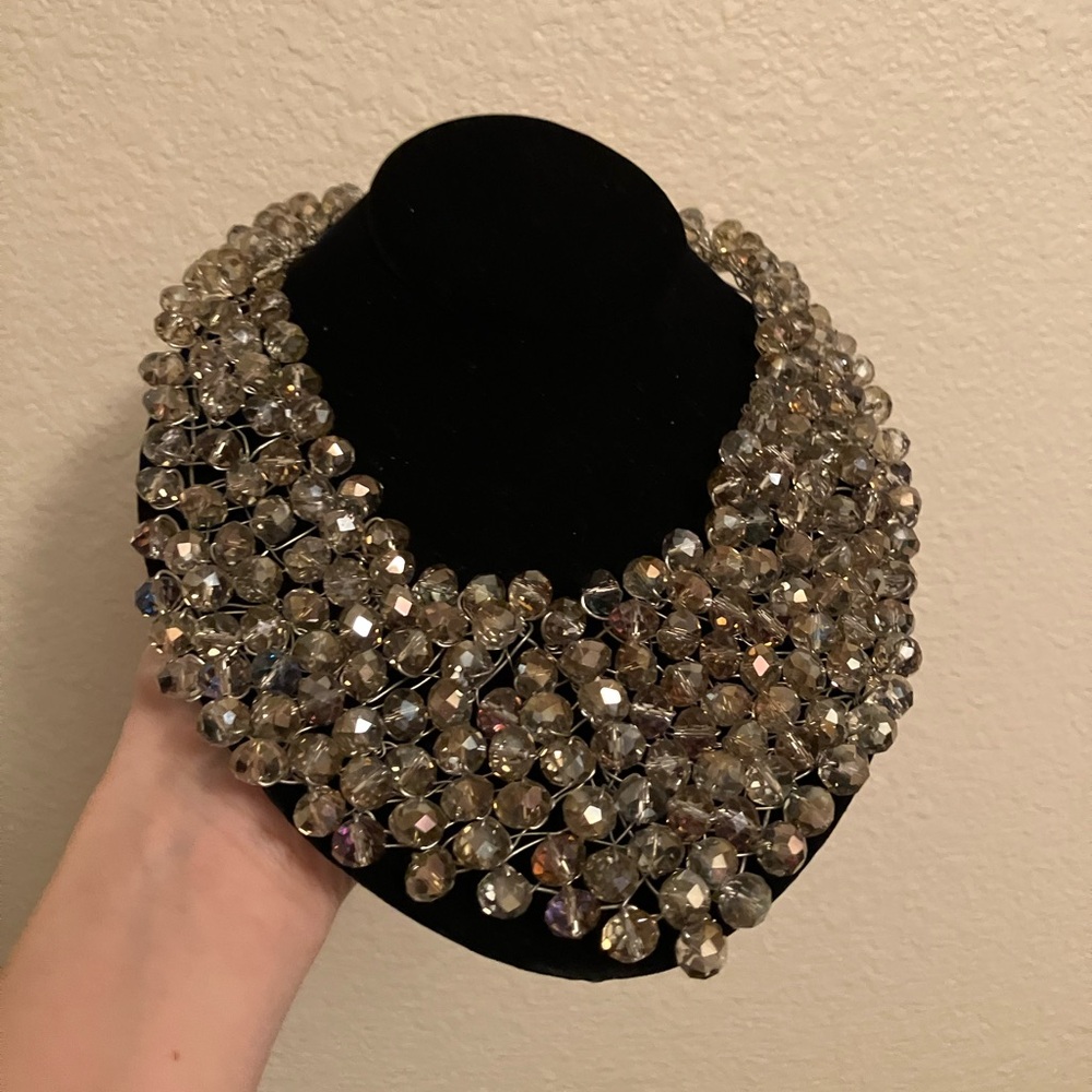 Vintage Aldo Ornate Chunky Cluster Wire Beaded Collar Necklace